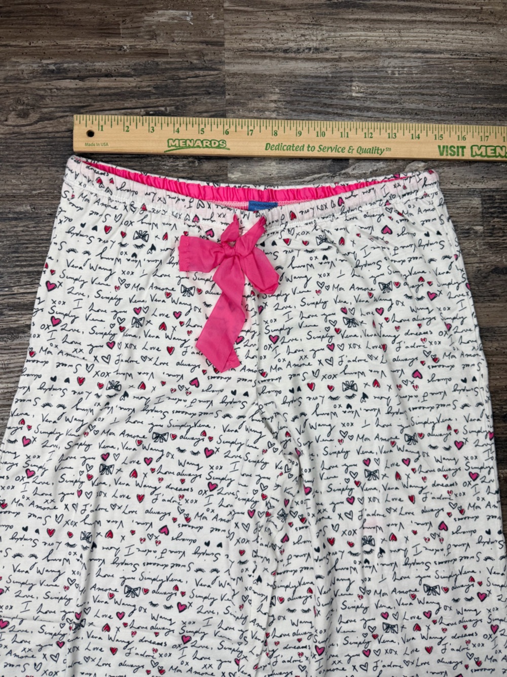 Simply Vera Wang Pajama Set NWT Size L Pink Heart Script Sleepwear Matching Set - Picture 11 of 14